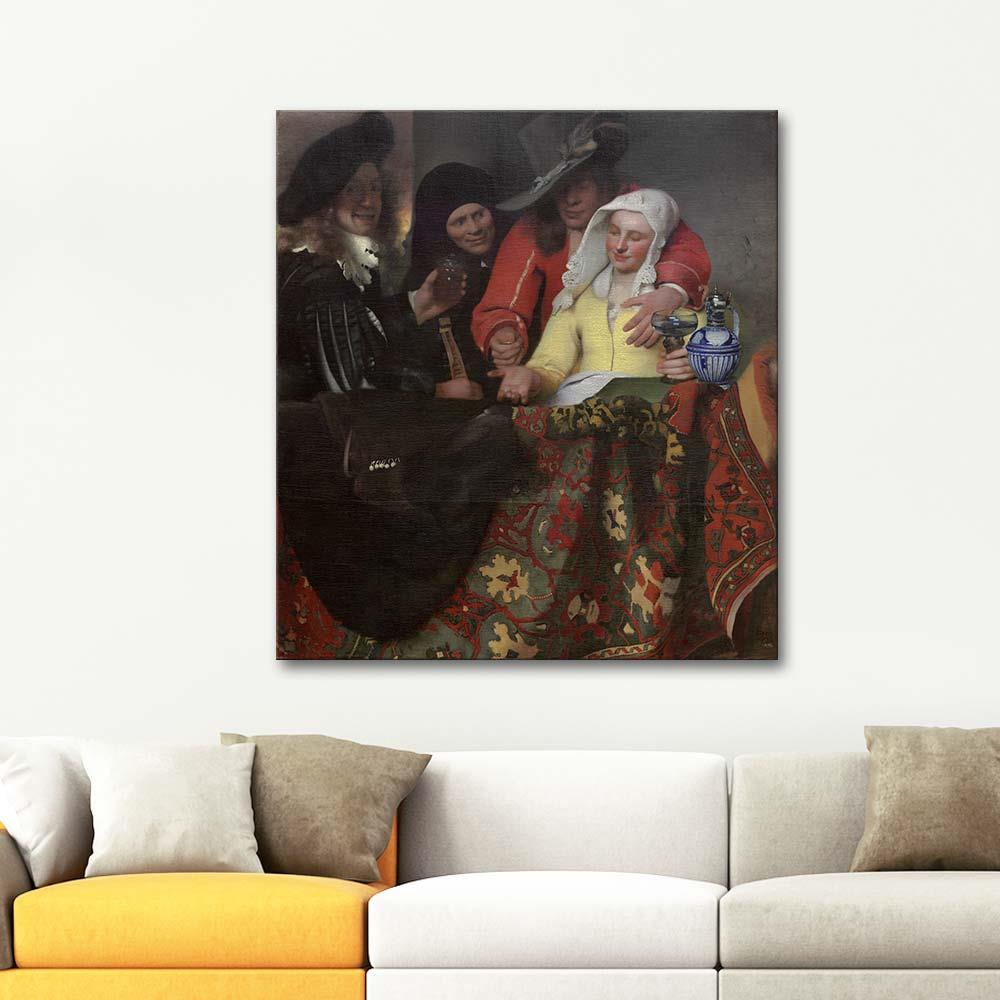 Johannes Vermeer Balkonda Pazarlık Kanvas Tablo