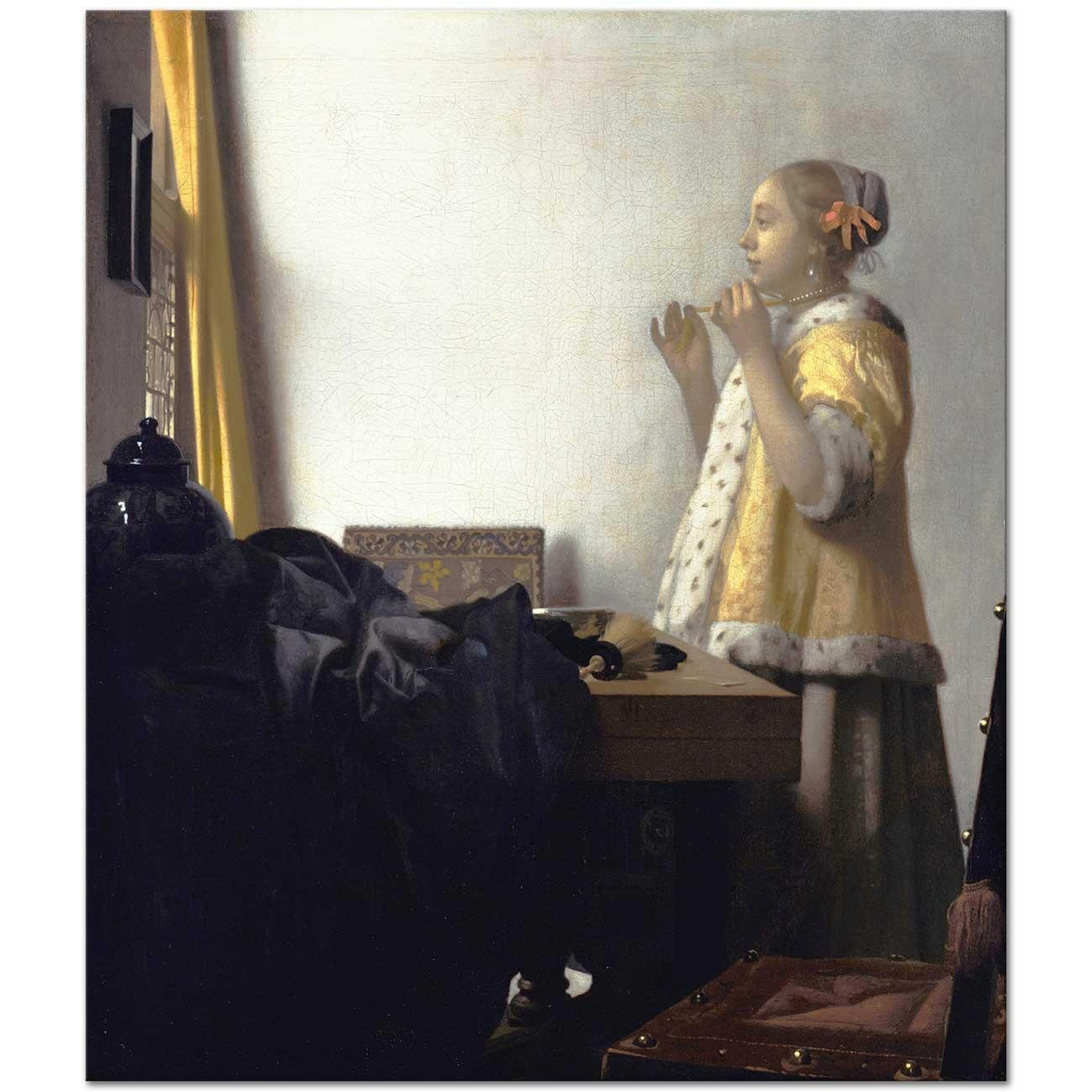Johannes Vermeer İnci Gerdanlığı ile Kadın Kanvas Tablo
