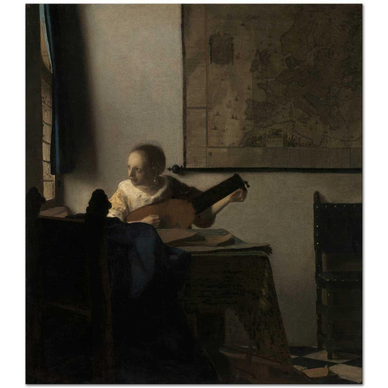 Johannes Vermeer Ud Çalan Genç Kadın Kanvas Tablo