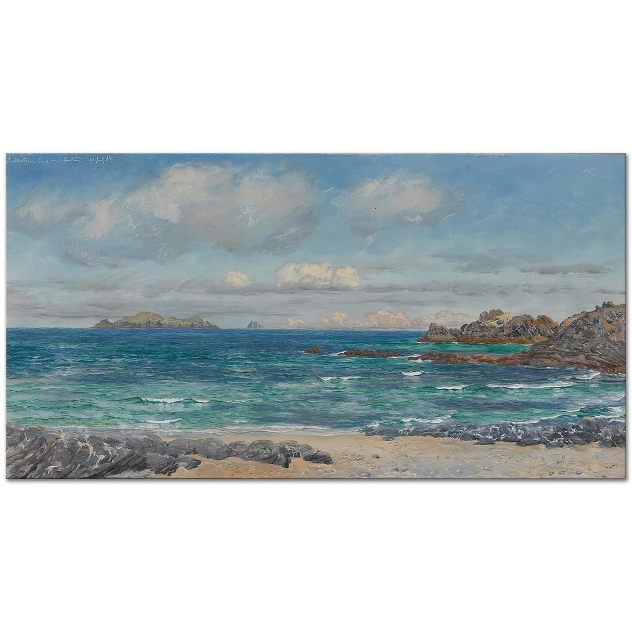John Brett Newtrain Bay and Gull Island, Cornwall Art Print