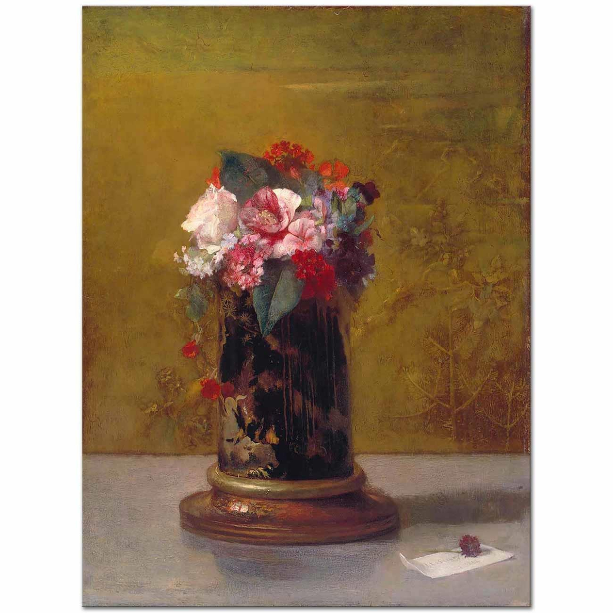John la Farge Vazoda Çiçekler Kanvas Tablo