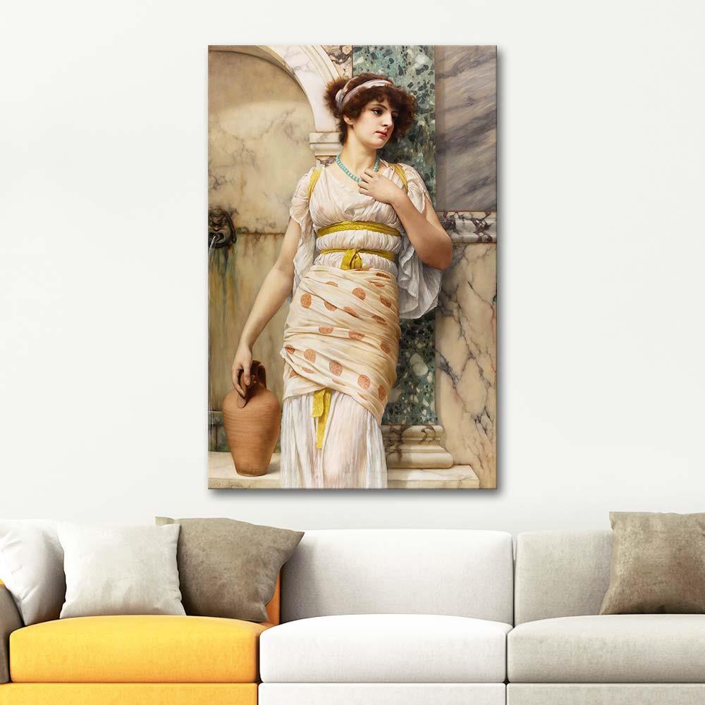 John William Godward Çeşme Başında Kanvas Tablo