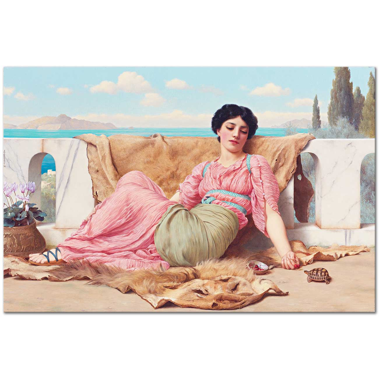 John William Godward Sessiz Hayvan Kanvas Tablo