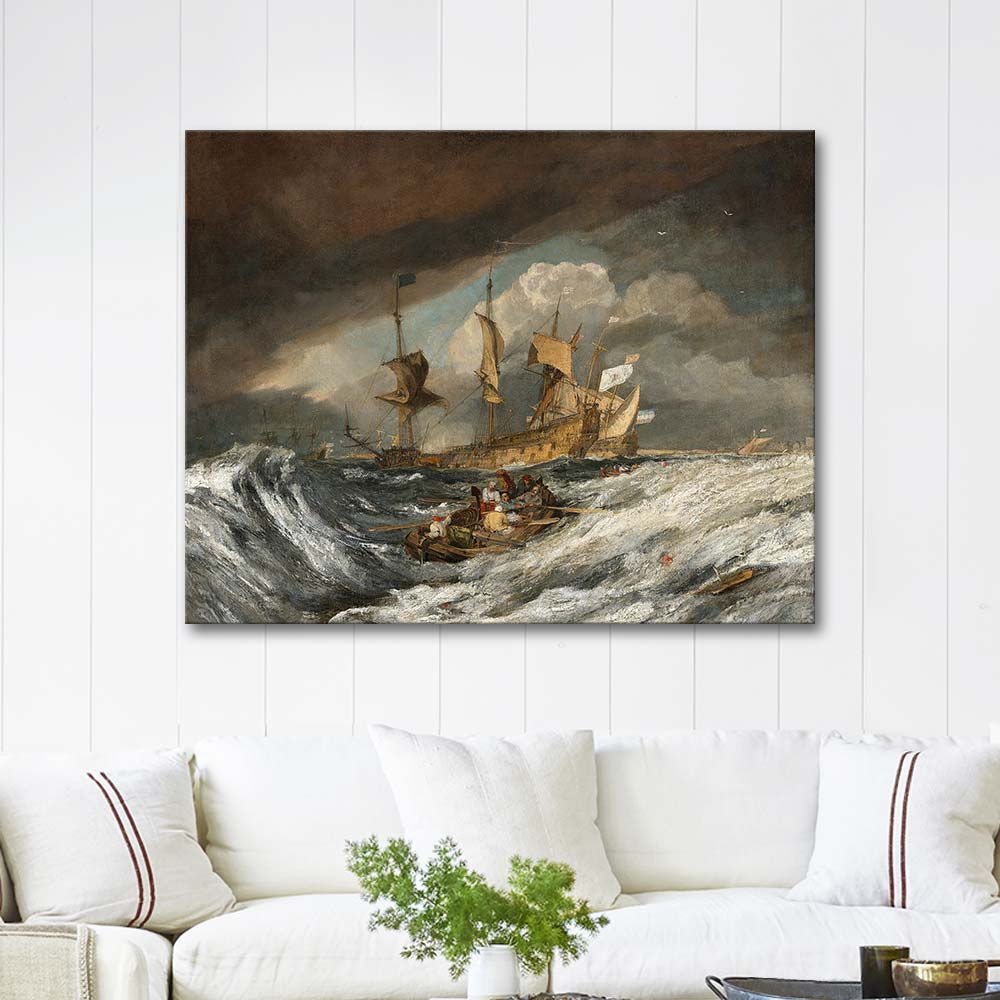 Joseph Mallord William Turner Boats Carrying Out Anchors to the Dutch Men of War Art Print