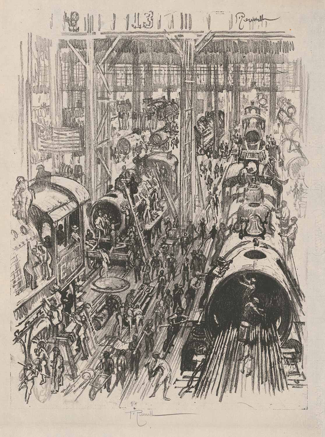 Joseph Pennell Building Engines for the Allies Art Print