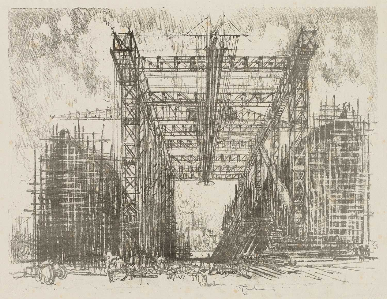 Joseph Pennell The Gantry (A Merchant Shipyard) Art Print