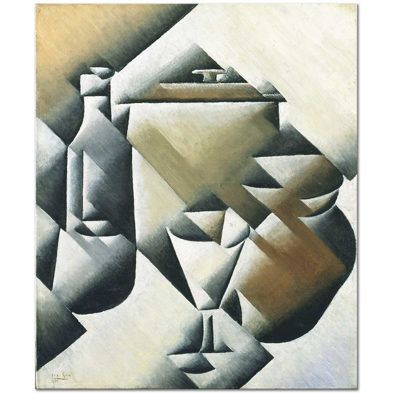 Juan Gris Kavanoz ve Şişe ve Bardak Kanvas Tablo
