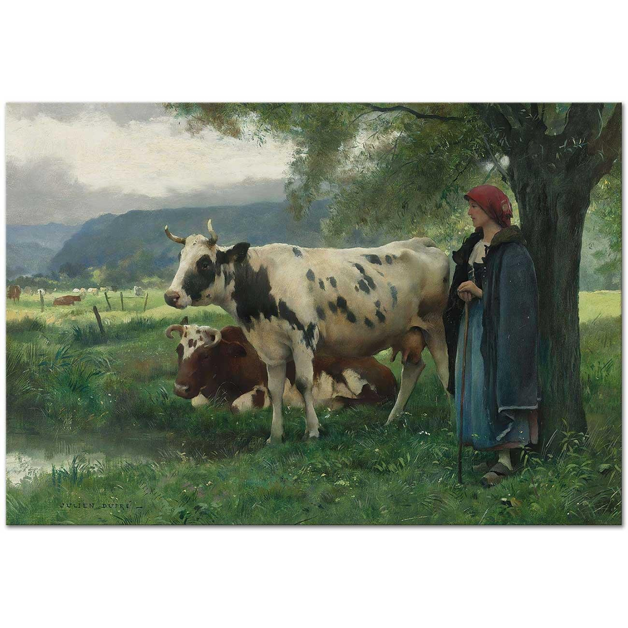 Julien Dupre Peasant Woman with Cows Art Print