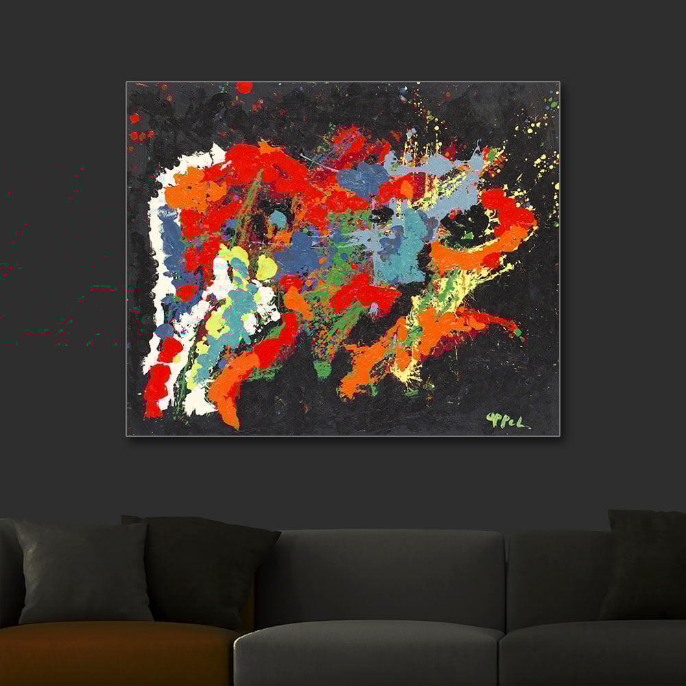 Karel Appel Soyut Kırmızı Işıklı Tablo