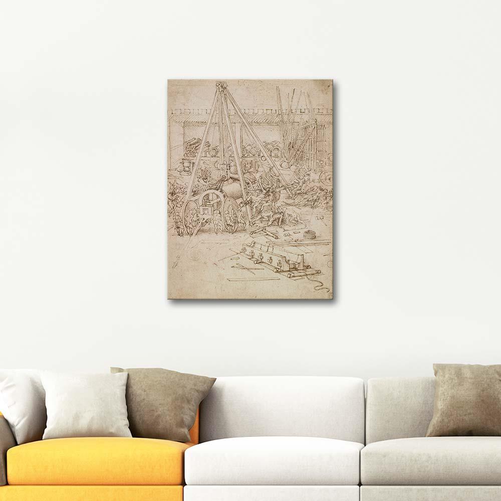 Leonardo Da Vinci A Scene in an Arsenal Art Print