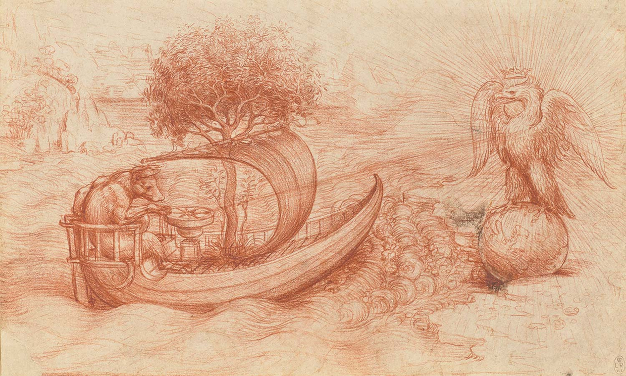 Leonardo Da Vinci Kurt ve Kartallı Allegori Kanvas Tablo