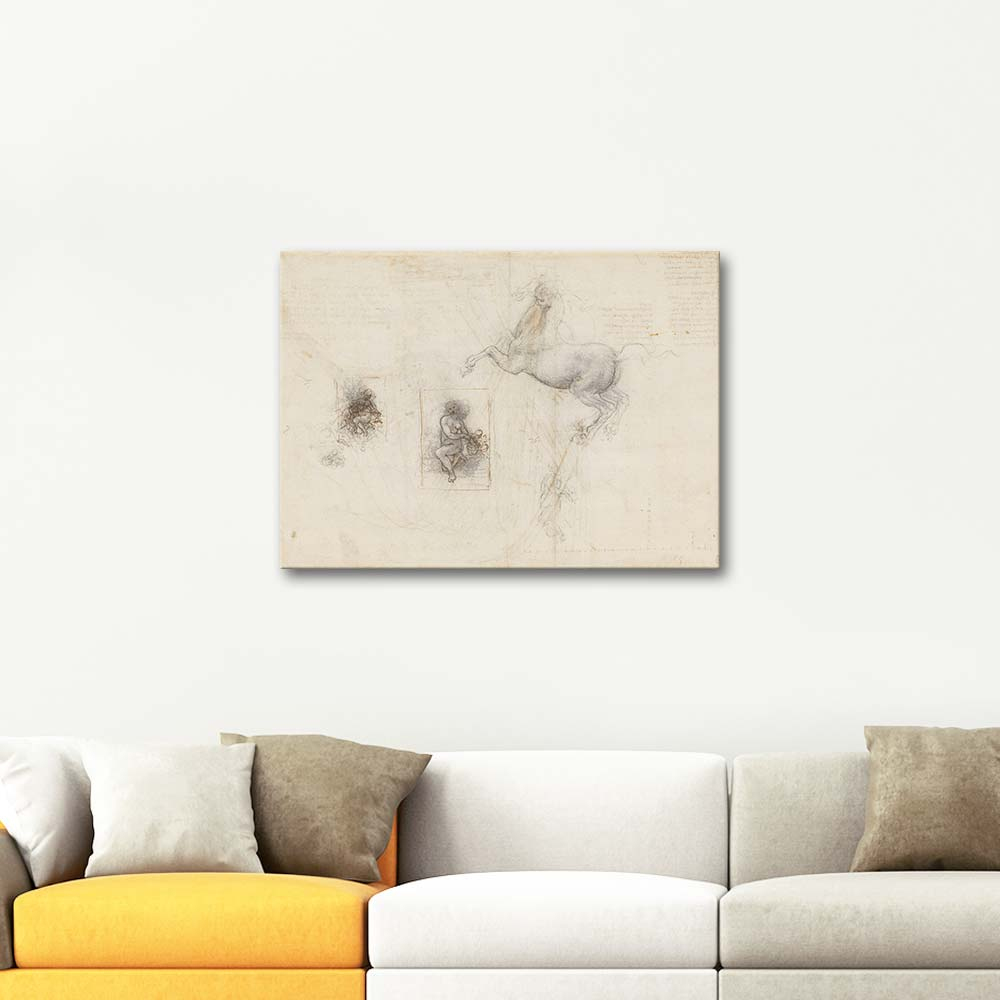 Leonardo Da Vinci Horse and Rider and Studies for Leda Art Print