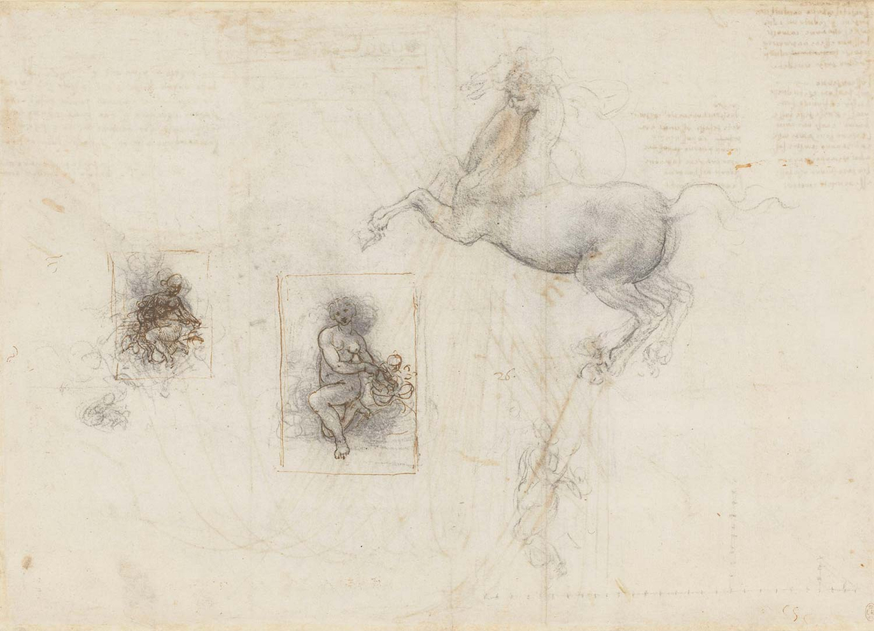 Leonardo Da Vinci At ve Leda Eskizleri Kanvas Tablo