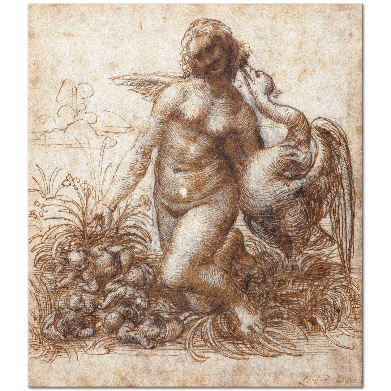 Leonardo Da Vinci Leda ve Kuğu Kanvas Tablo