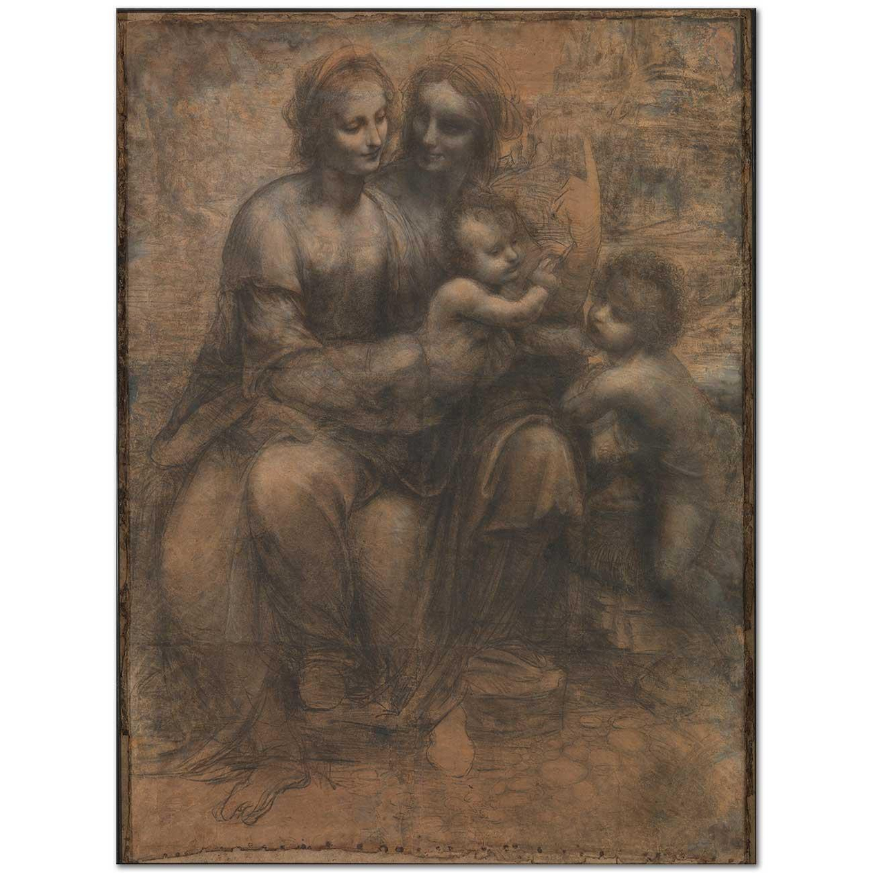 Leonardo da Vinci Meryem ve Anna ve Çocuk Yahya Kanvas Tablo