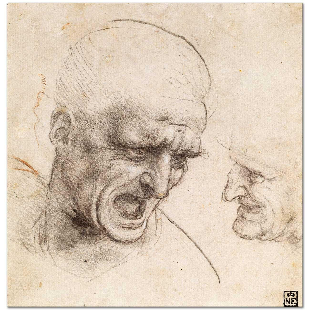 Leonardo da Vinci Studies for the Heads of Two Soldiers Art Print