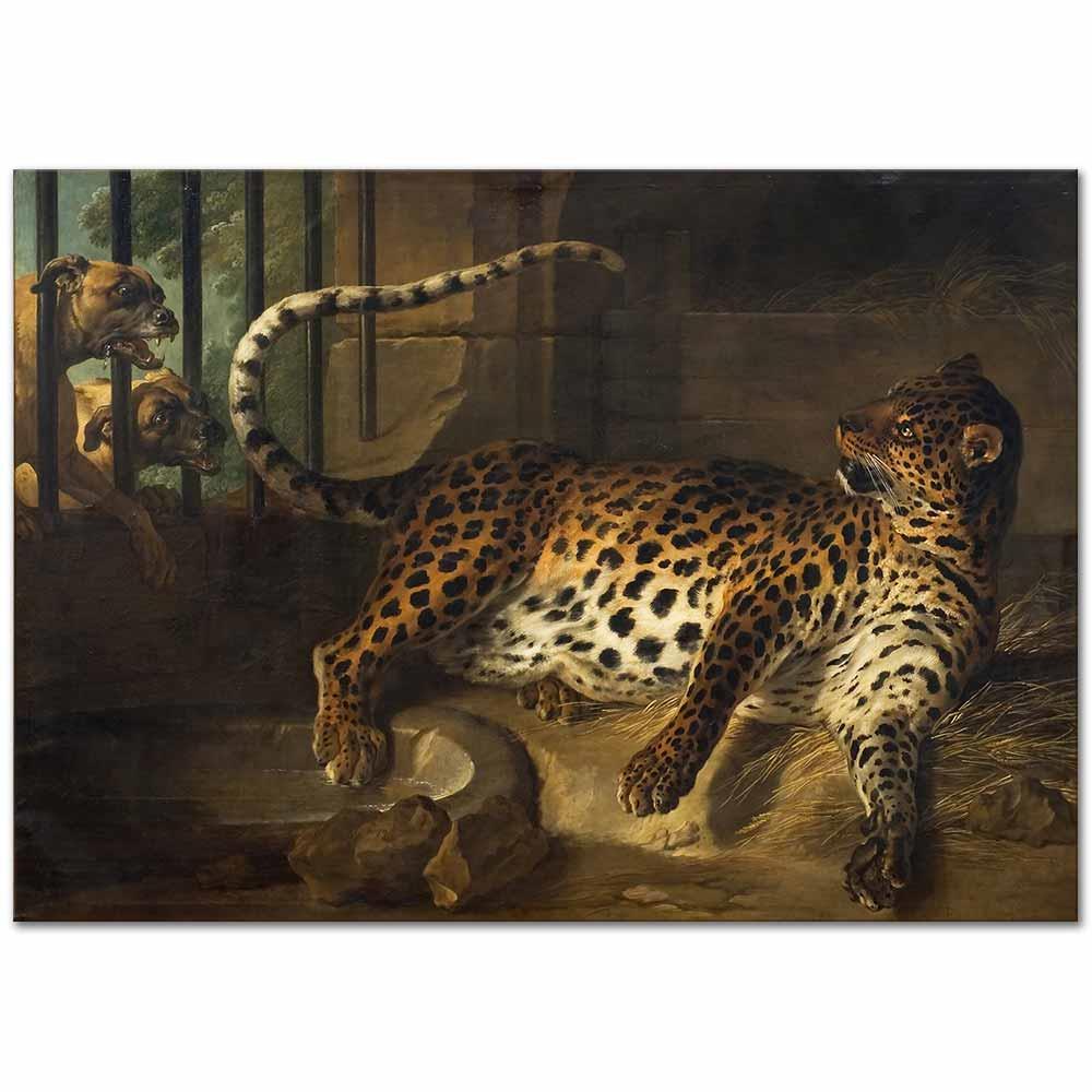 Jean-Baptiste Oudry İki Mastiff ve Kafesindeki Leopar Kanvas Tablo