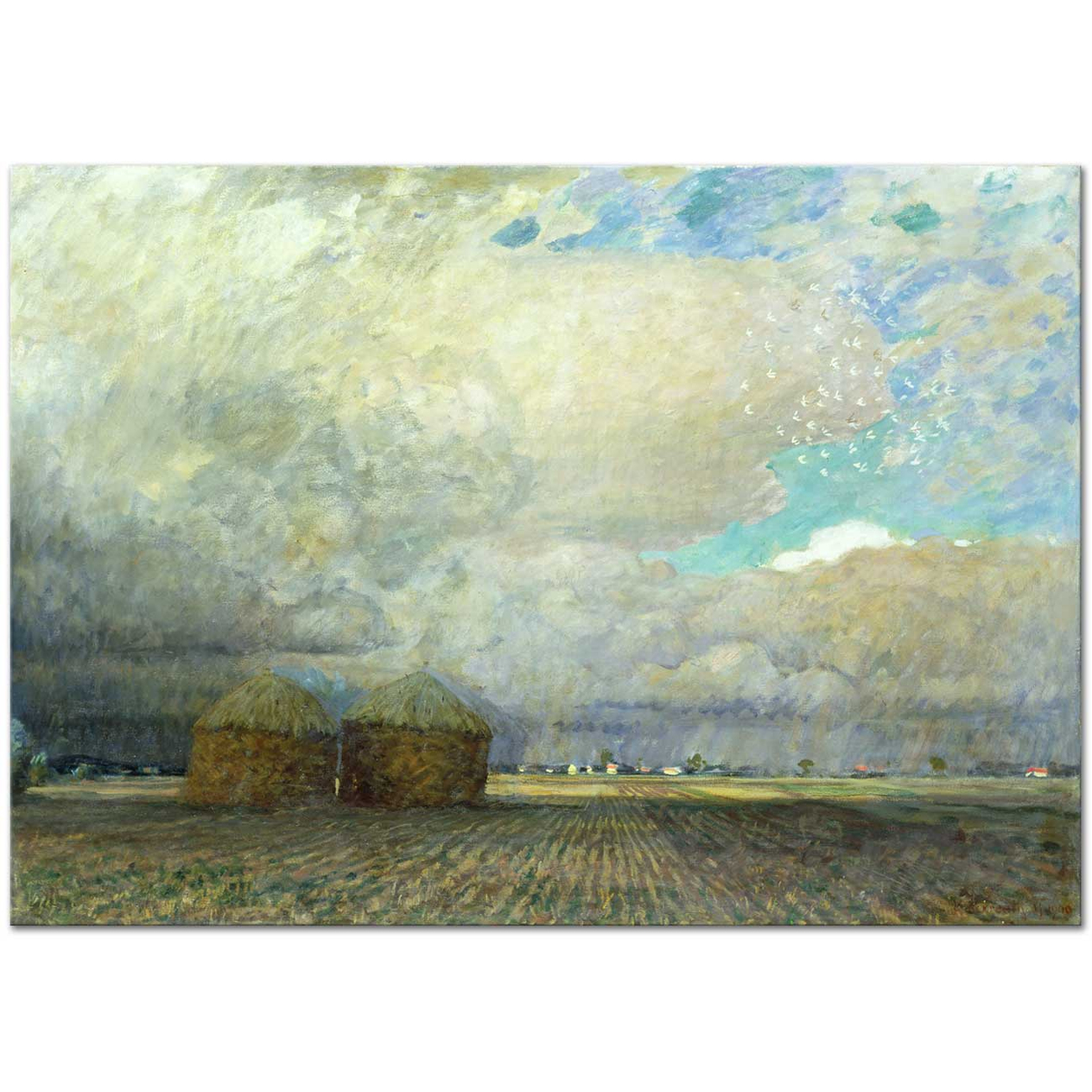 Leopold von Kalckreuth Landscape with Huts Art Print