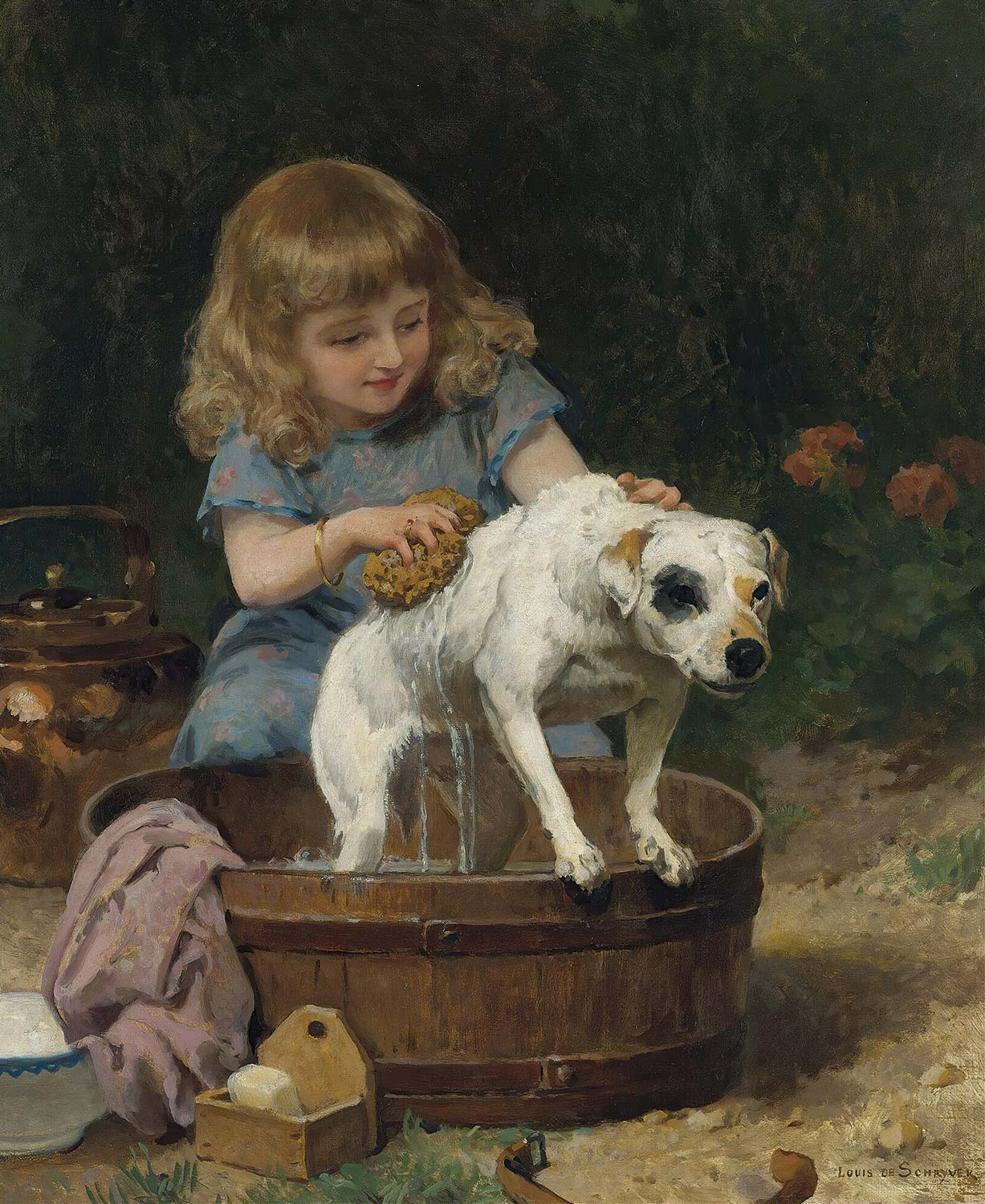 Louis Marie de Schryver Bath Day Art Print