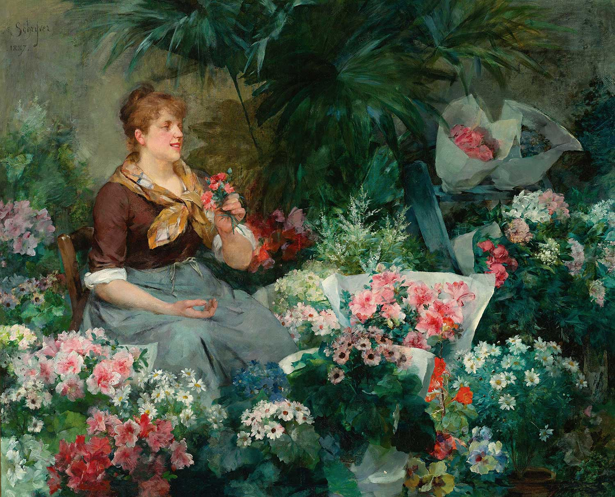 Louis Marie de Schryver The Flower Seller Art Print