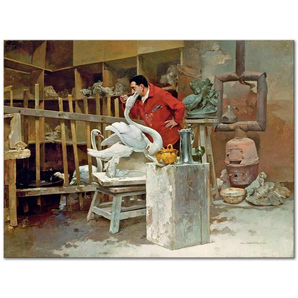 Louis Robert Carrier Belleuse Hayvan Figürü Çalışan Heykeltraş Kanvas Tablo
