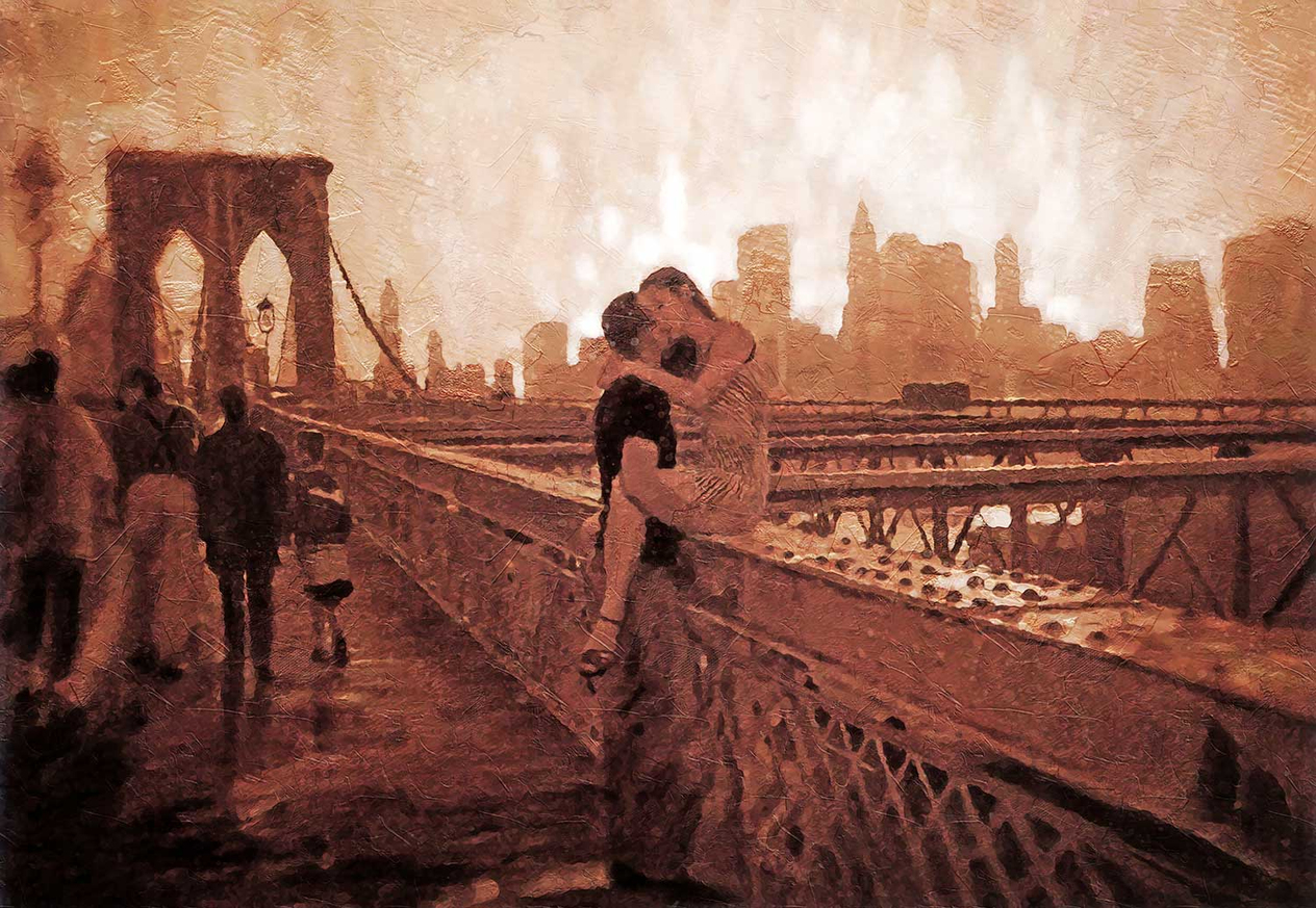 Lovers on the Bridge Art Print