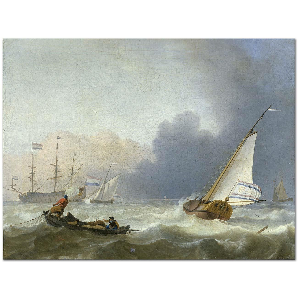 Ludolf Backhuysen Rough Sea with a Dutch Yacht Art Print