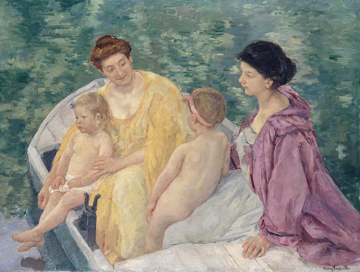 Two Mothers and their Children in a Boat by Mary Cassatt