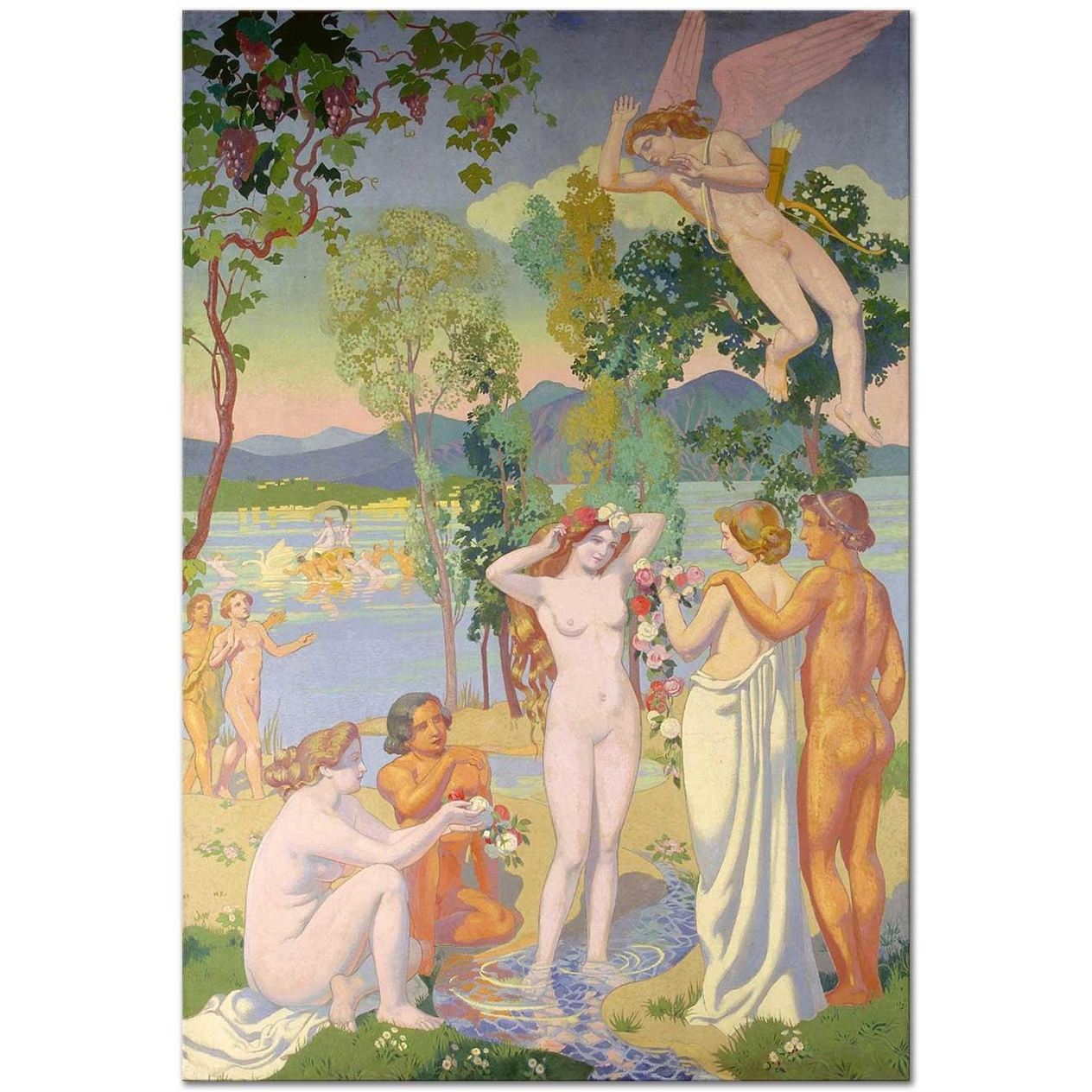 Maurice Denis Psyche'nin Güzelliğinden Sarhoş Olmuş Uçan Cupid Kanvas Tablo