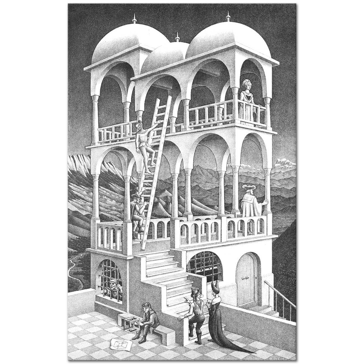 Maurits Cornelis Escher Taraça Kanvas Tablo