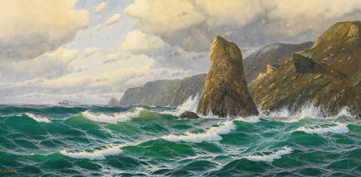 Max Jensen A Seascape With Steamer On The Horizon Art Print