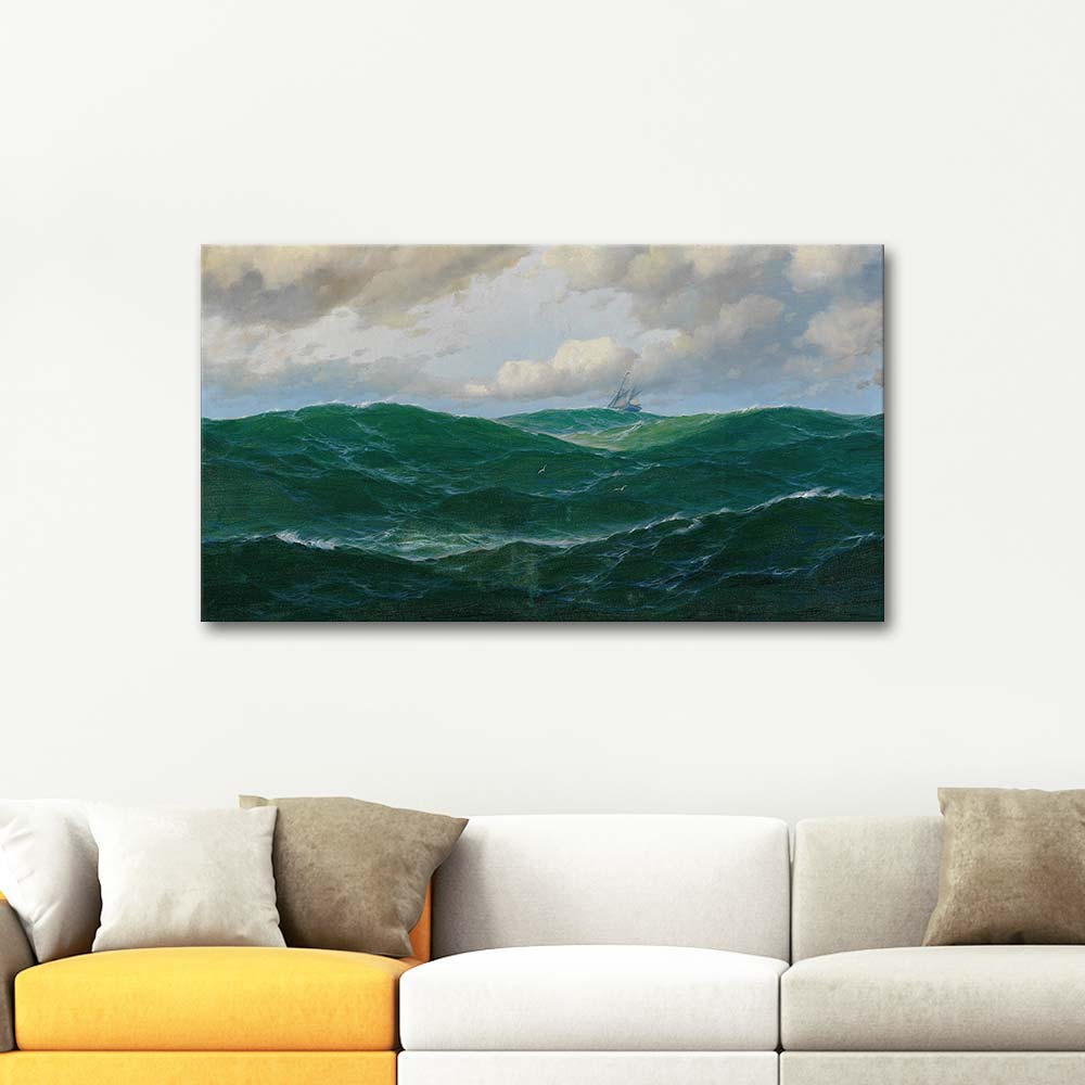Max Jensen Ship On Rough Seas Art Print