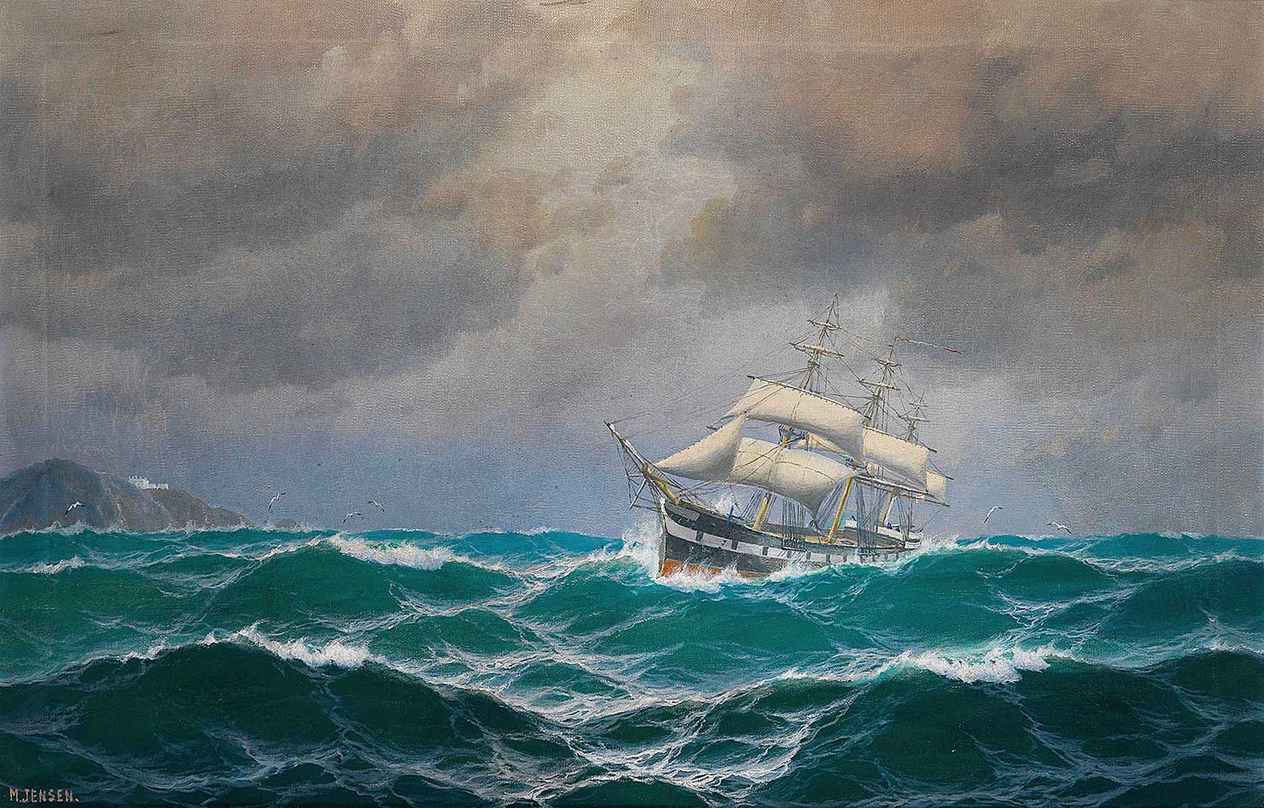 Max Jensen Three Master On The High Seas Art Print