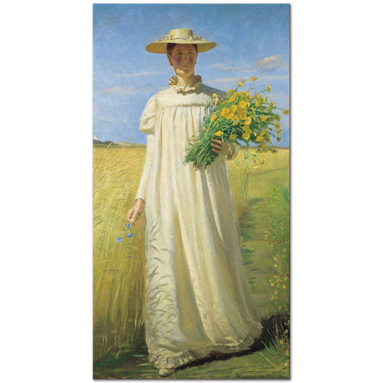 Michael Peter Ancher Anna Archer Tarladan Dönerken Kanvas Tablo