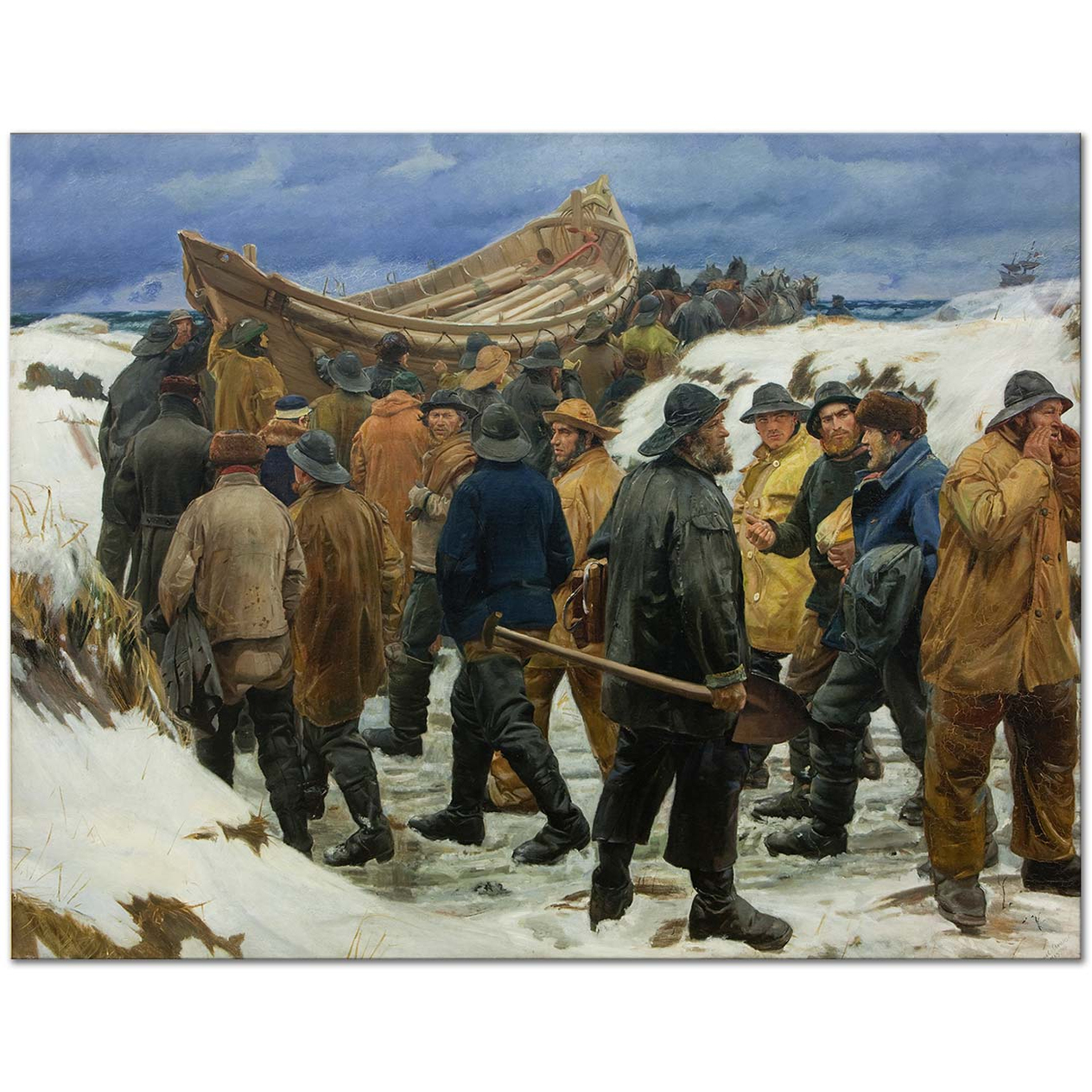 Michael Peter Ancher The Lifeboat is Taken through the Dunes Art Print