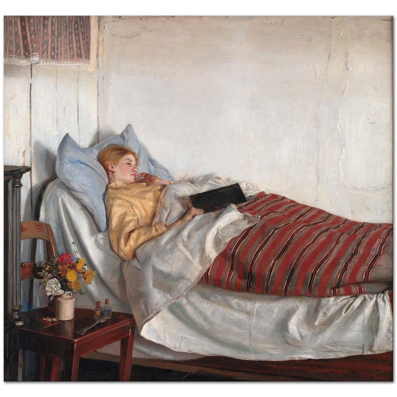 Michael Peter Ancher Hasta Kız Kanvas Tablo