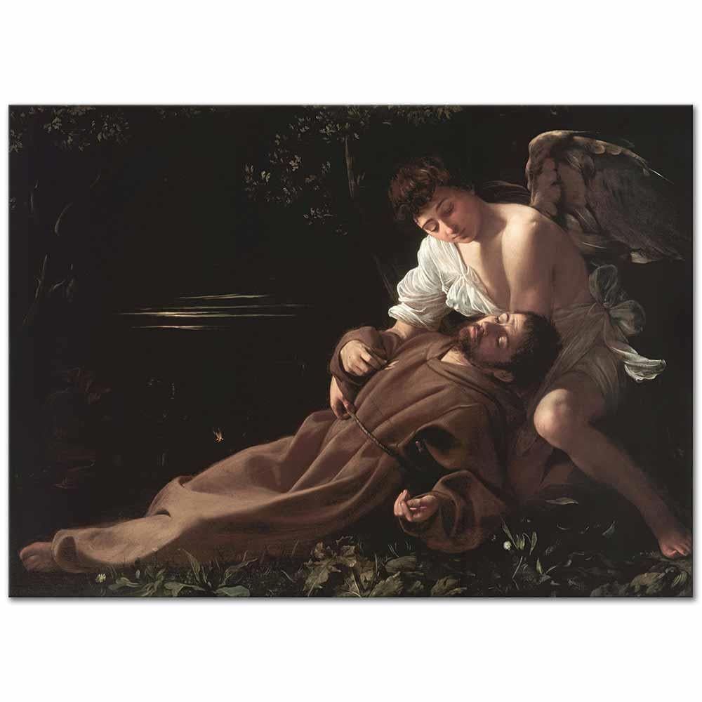 Michelangelo Caravaggio Aziz Francis'in Vecdi Kanvas Tablo