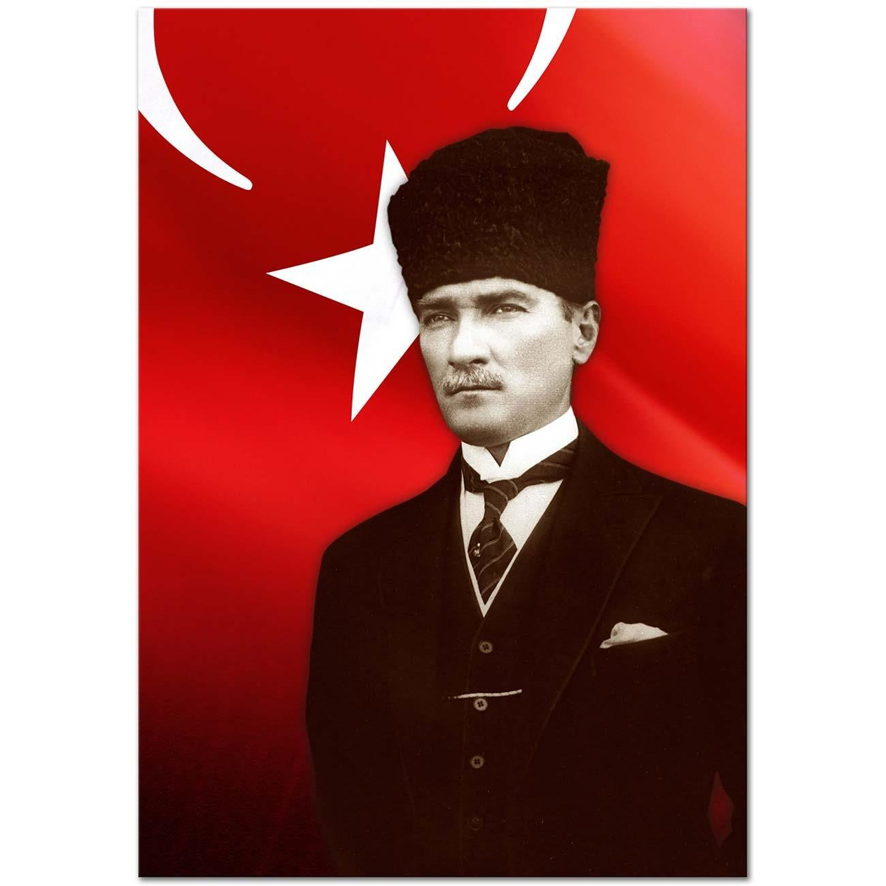 Mustafa Kemal Atatürk ve Türk Bayrağı Kanvas Tablo