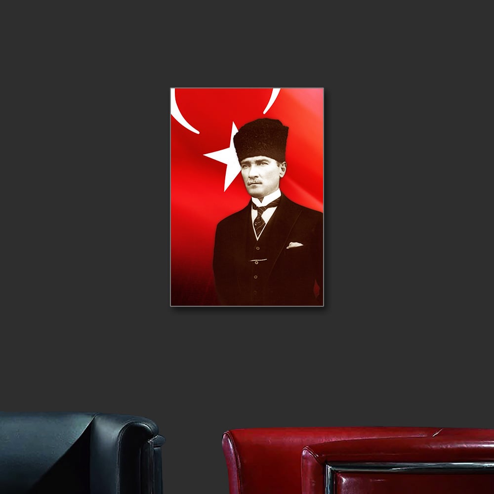 Mustafa Kemal Atatürk ve Türk Bayrağı Işıklı Tablo