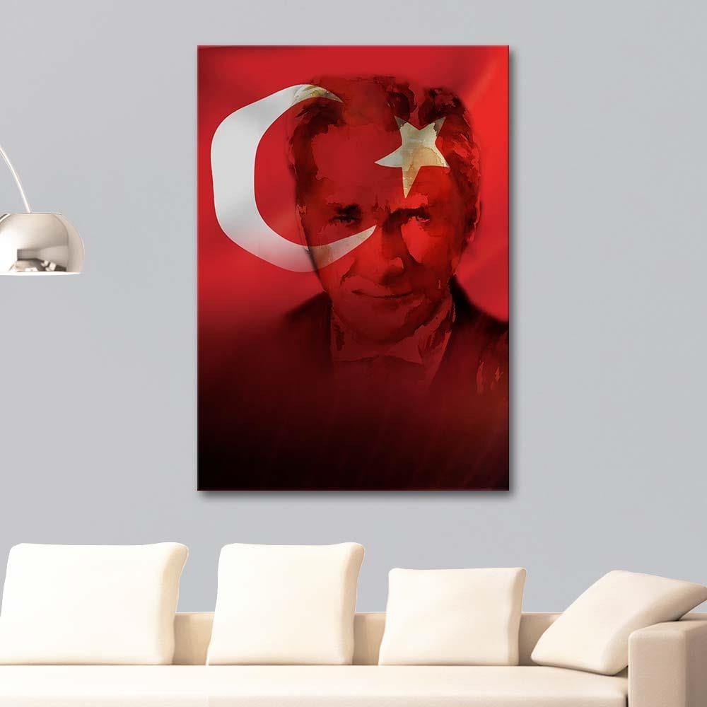 Mustafa Kemal Atatürk ve Türk Bayrağı I Kanvas Tablo