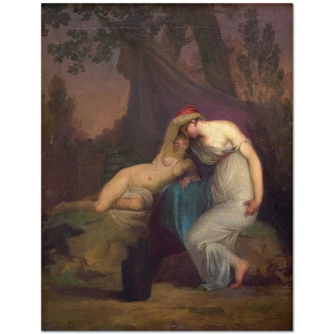 Nicolai Abildgaard Yunan Şair Sappho ve Mytilene'li Kız Kanvas Tablo