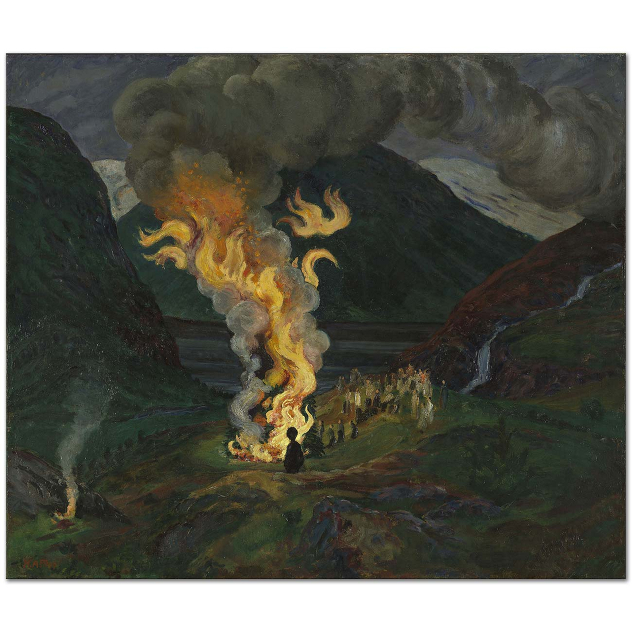 Nikolai Astrup Bonfire Celebrating Midsummer Night Art Print