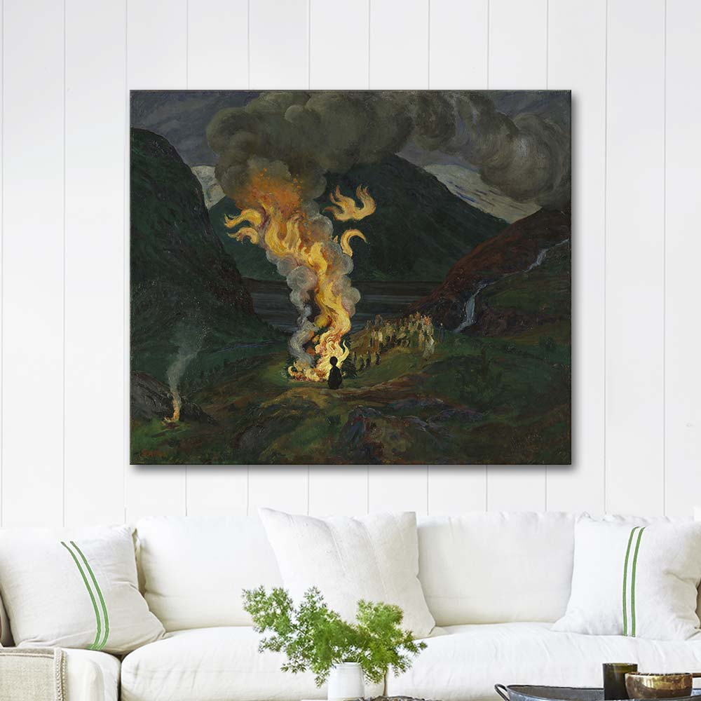Nikolai Astrup Bonfire Celebrating Midsummer Night Art Print