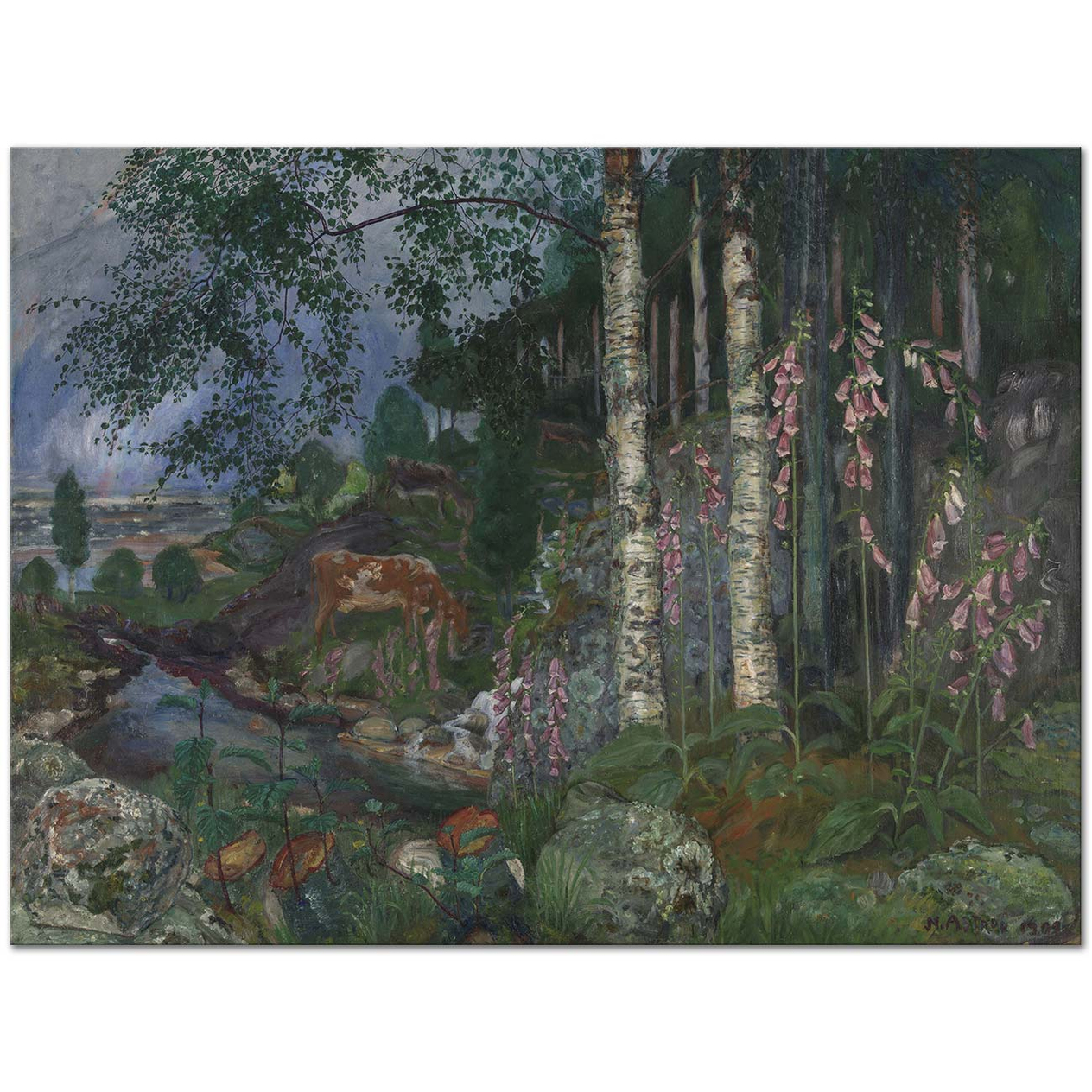 Nikolai Astrup Foxgloves Art Print