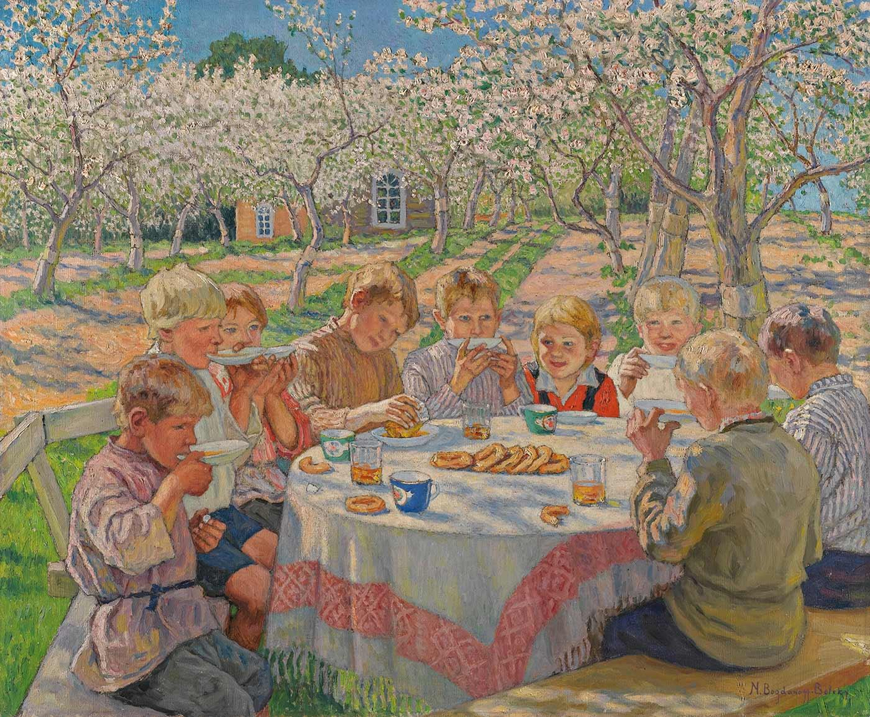 Tea In The Apple Orchard by Nikolay Bogdanov-Belsky