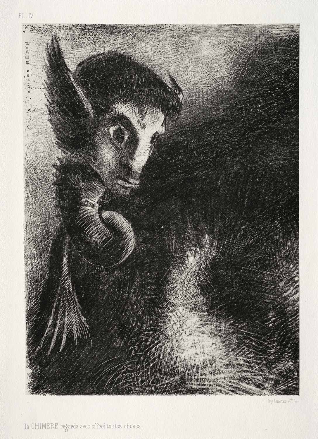 Odilon Redon The Chimera Gazed at All Things with Fear Art Print