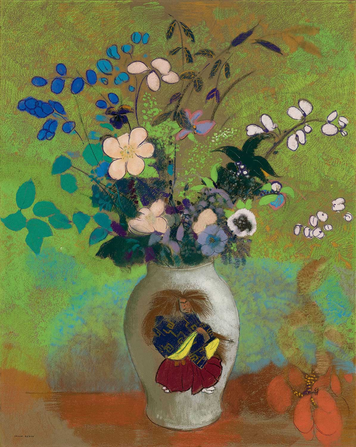 Odilon Redon Vase with Japanese Warrior Art Print