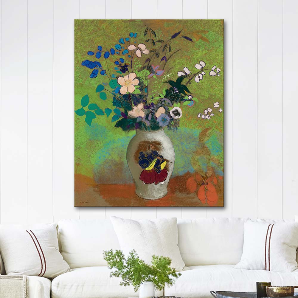 Odilon Redon Vase with Japanese Warrior Art Print