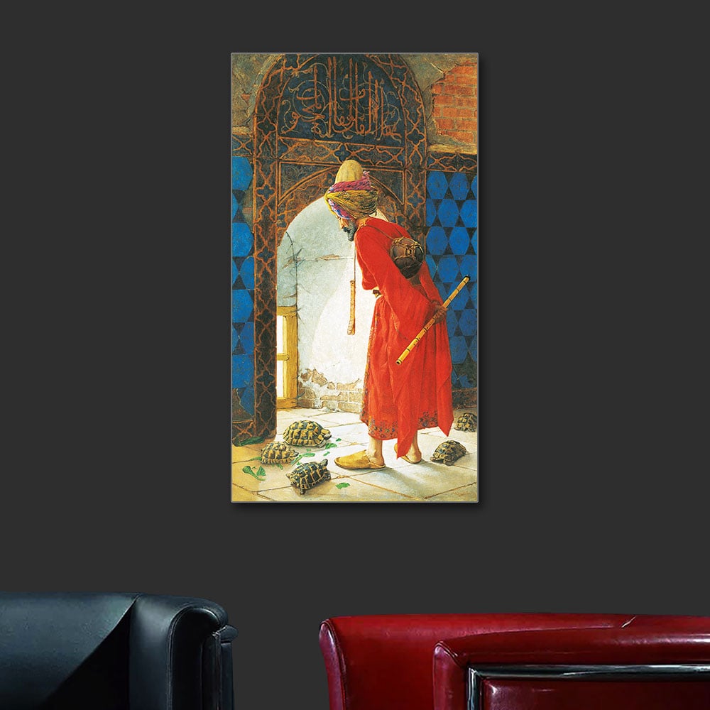 Osman Hamdi Bey Kaplumbağa Terbiyecisi Işıklı Tablo