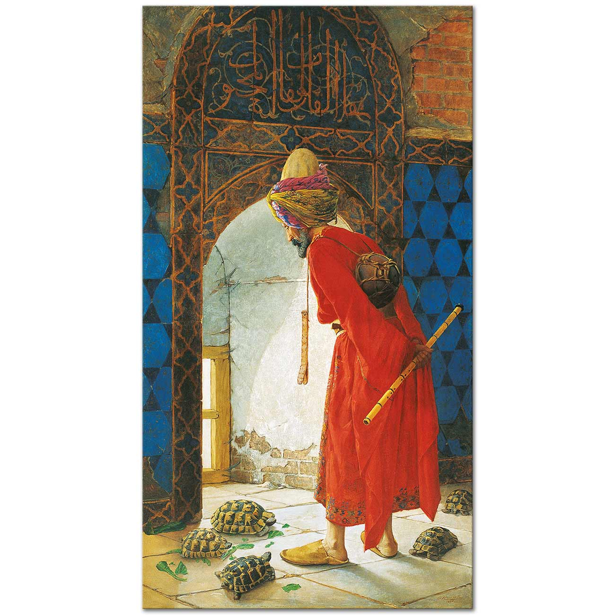 Osman Hamdi Bey Kaplumbağa Terbiyecisi Kanvas Tablo